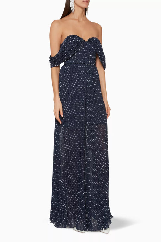 Self-Portrait Pleated Polka Dot Jumpsuit