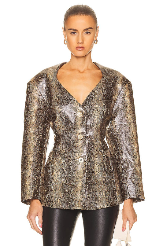 Ganni Faux Snakepint Blazer