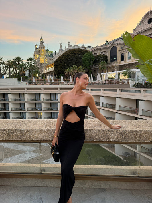 Venroy Draped Cutaway Strapless Dress