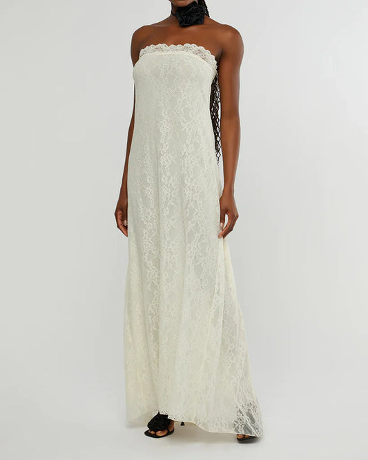 WeWoreWhat Strapless Lace Maxi