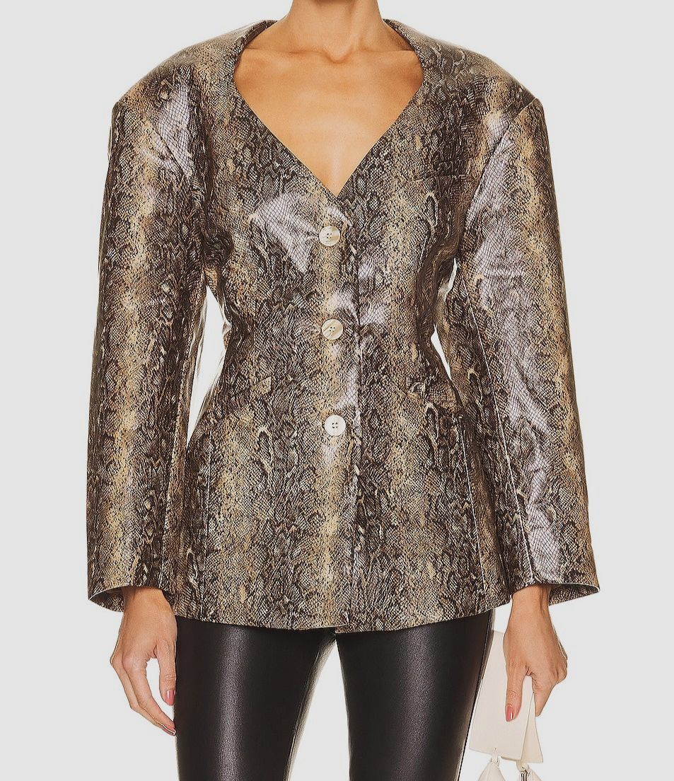 Ganni Faux Snakepint Blazer