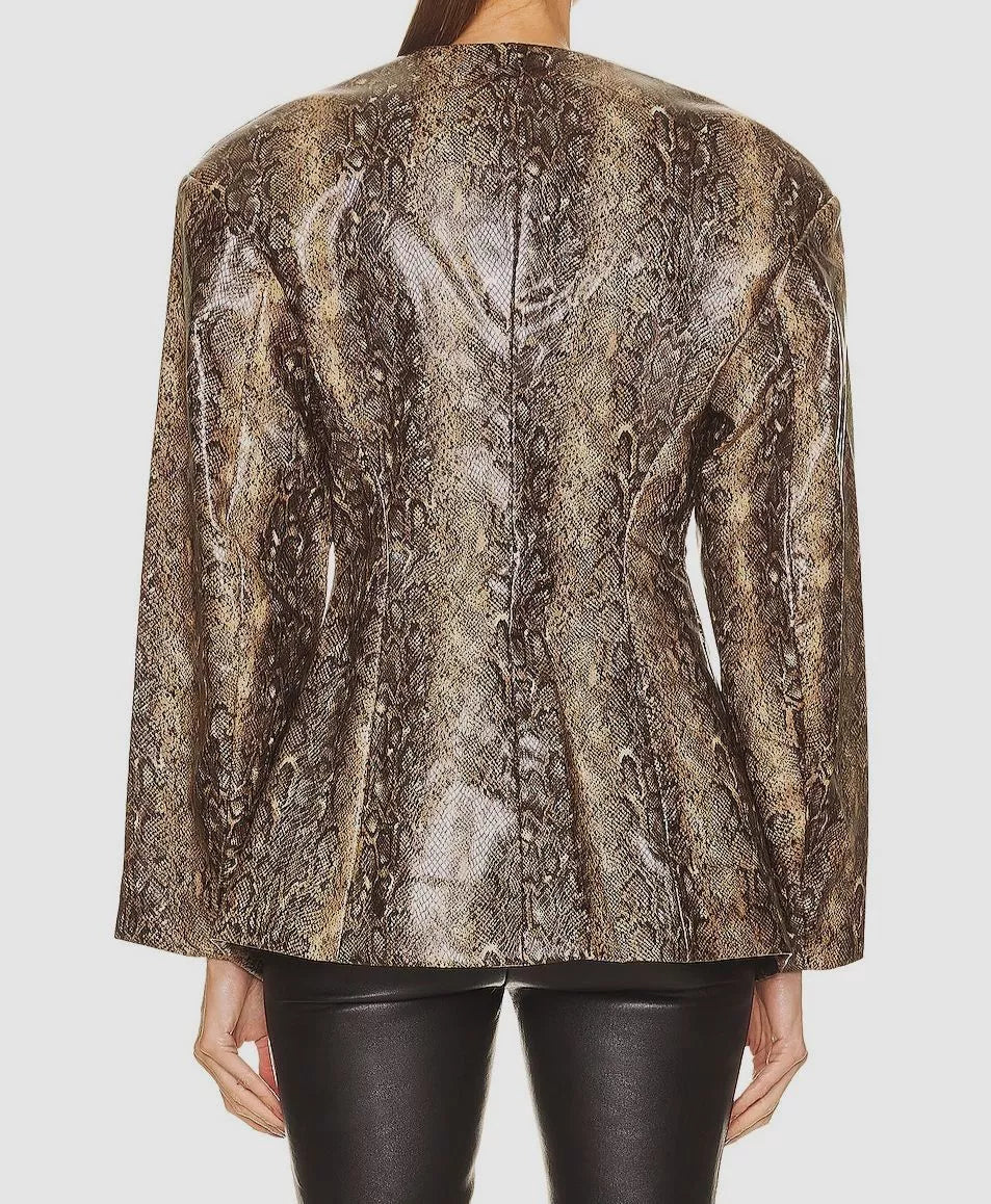 Ganni Faux Snakepint Blazer